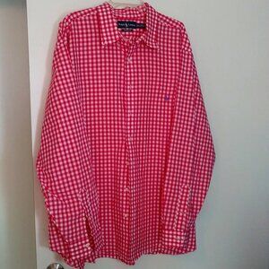 Red and White Checkered Ralph Lauren Classic Fit Oxford Poplin Shirt Size 3XB/3G